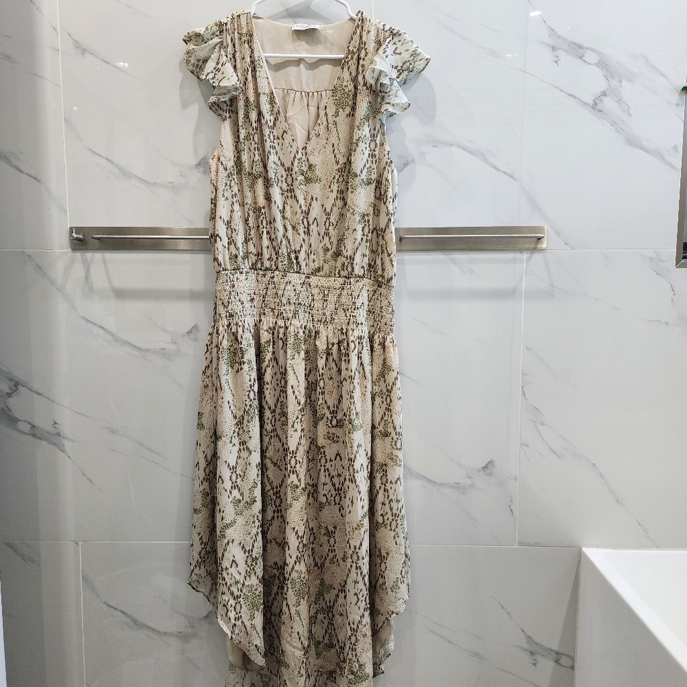 Ramy Brook | Dress | Women Beige Green Snake Print Midi Waist Large